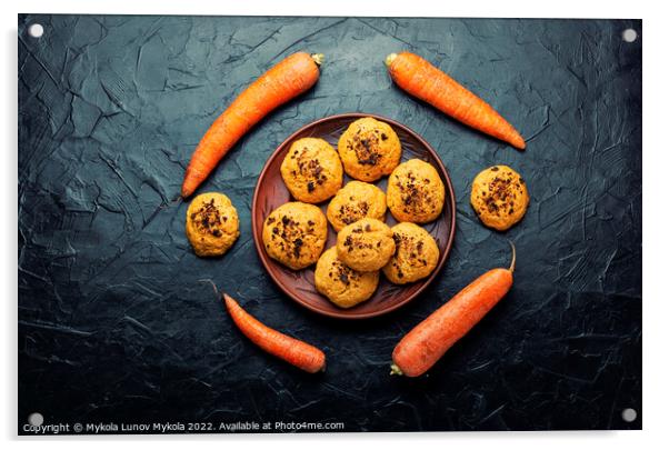 Carrot cookies, delicious dessert Acrylic by Mykola Lunov Mykola