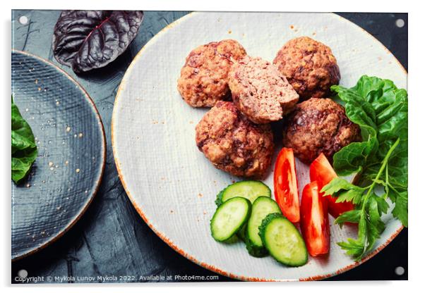 Homemade steamed meatballs Acrylic by Mykola Lunov Mykola