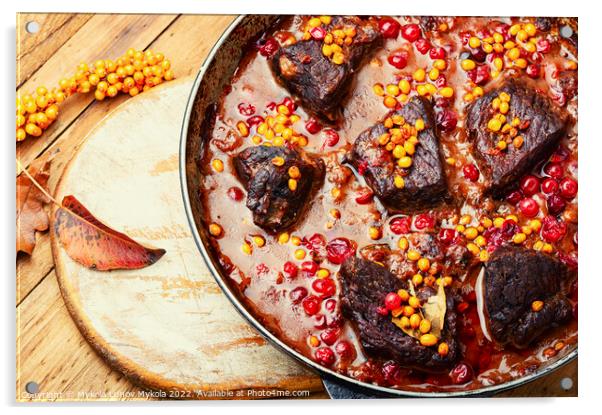 Meat stewed in berries marinade Acrylic by Mykola Lunov Mykola
