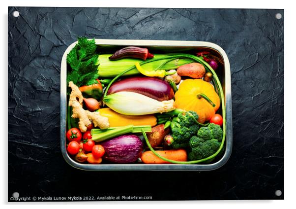 Set of raw vegetables Acrylic by Mykola Lunov Mykola