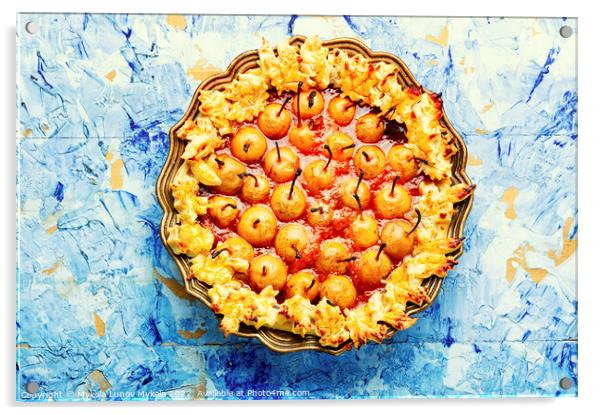 Stylish homemade pear pie Acrylic by Mykola Lunov Mykola