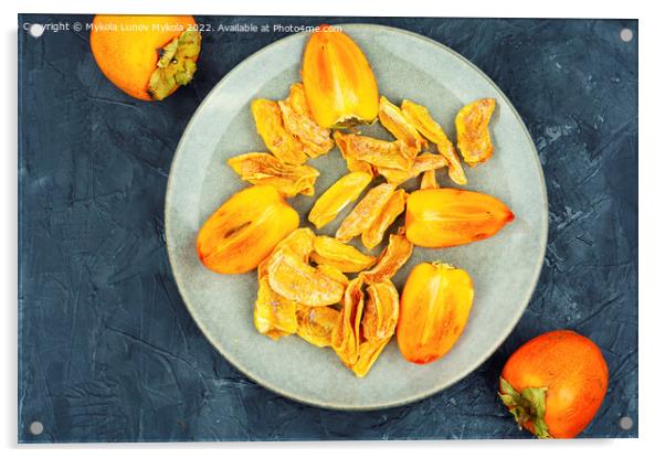 Dried persimmon fruits. Acrylic by Mykola Lunov Mykola