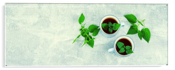 Herbal tea, healing drink, space for text Acrylic by Mykola Lunov Mykola