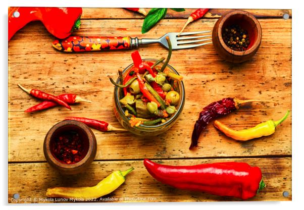 Appetizing dish of stewed vegetables. Acrylic by Mykola Lunov Mykola