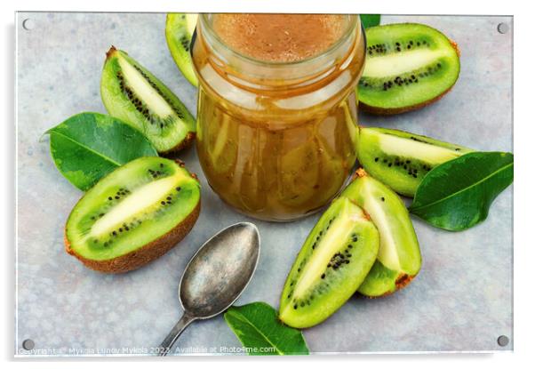Jar of kiwi jam or marmalade Acrylic by Mykola Lunov Mykola