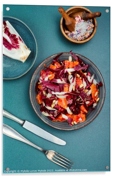 Salad with chicory and orange Acrylic by Mykola Lunov Mykola