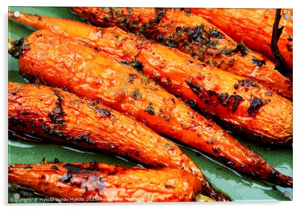 Appetizing baked carrots, close up Acrylic by Mykola Lunov Mykola
