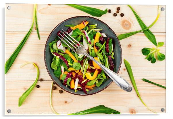 Spring salad with pepper, radishes, chicory and ramson Acrylic by Mykola Lunov Mykola