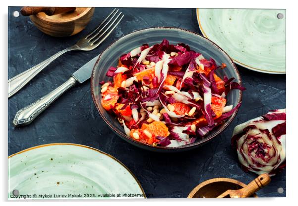 Salad with chicory and orange Acrylic by Mykola Lunov Mykola