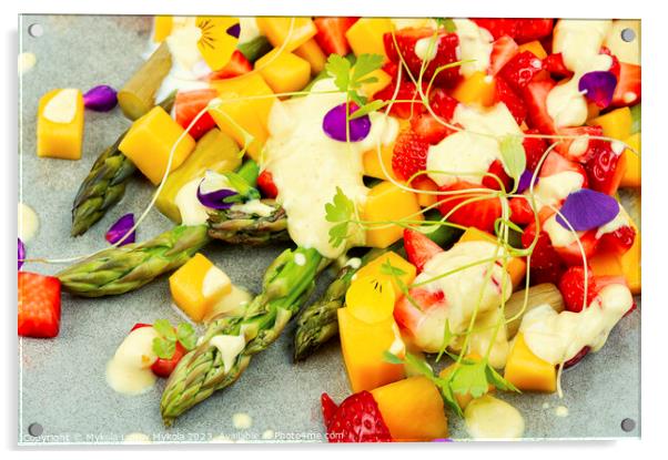 Asparagus salad with fruit. Acrylic by Mykola Lunov Mykola