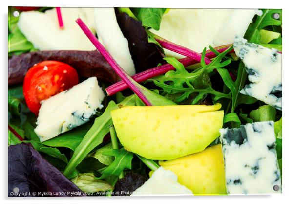 Fresh vegetable salad with cheese Acrylic by Mykola Lunov Mykola