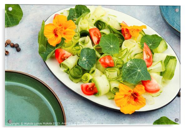 Vegetable salad with nasturtium Acrylic by Mykola Lunov Mykola