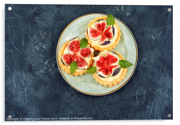 Tartlets with cream and figs. Acrylic by Mykola Lunov Mykola