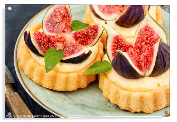 Delicious mini tartlet with figs. Acrylic by Mykola Lunov Mykola