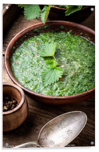 Nettle leaf soup Acrylic by Mykola Lunov Mykola