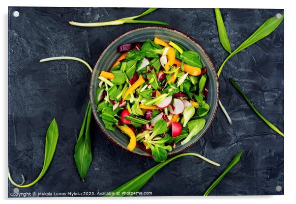 Green vegan salad Acrylic by Mykola Lunov Mykola