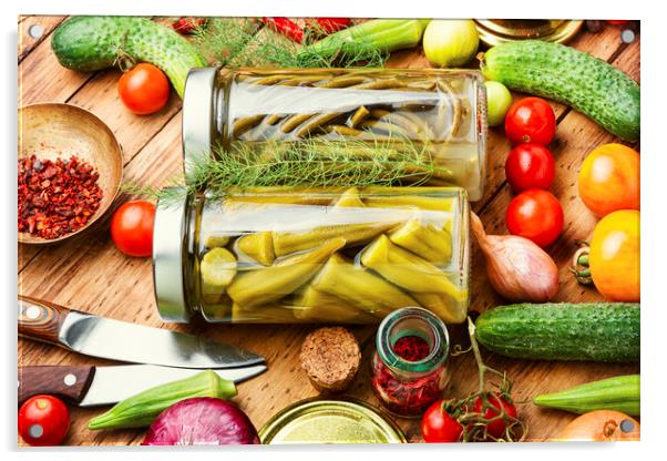 Jars of pickled vegetables Acrylic by Mykola Lunov Mykola