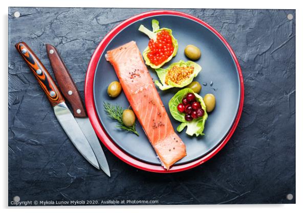 Delicious salted salmon Acrylic by Mykola Lunov Mykola
