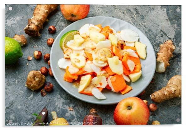 Vitamin salad with vegetables and fruits Acrylic by Mykola Lunov Mykola