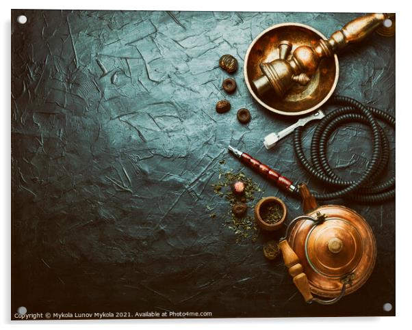 Smoking hookah with tea Acrylic by Mykola Lunov Mykola