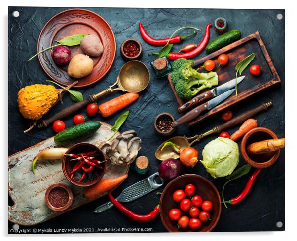 Assortment of fresh vegetables Acrylic by Mykola Lunov Mykola