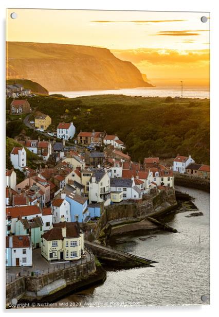 Staithes Village sunset Acrylic by Northern Wild