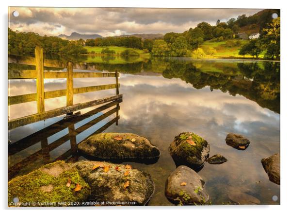 Loughrigg Tarn mottled light Acrylic by Northern Wild