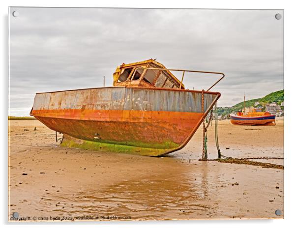 Derelict Trawler and Lifeboat Barmouth Acrylic by chris hyde