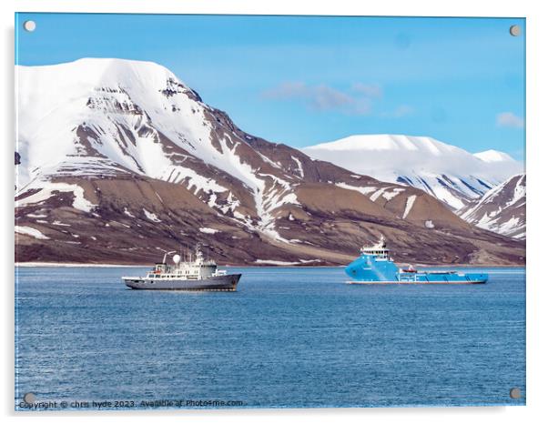 Ships in Longyearbyen Acrylic by chris hyde