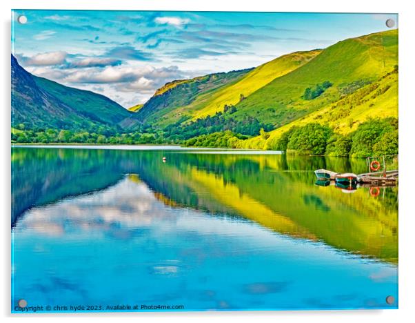 reflections on a welsh lake Acrylic by chris hyde