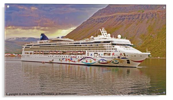 Norwegian Star cruise liner in Iceland Acrylic by chris hyde