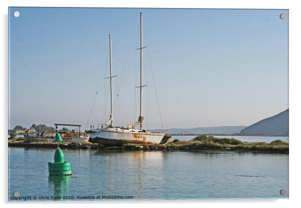 Wrecked Yacht Aground in Lefkas Acrylic by chris hyde