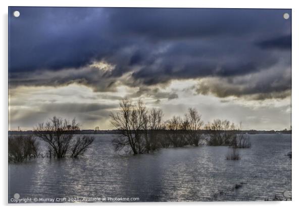 Turbulent skies over Welches Dam, Cambridgeshire Acrylic by Murray Croft