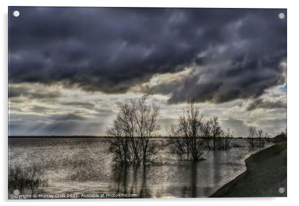 Turbulent skies over Welches Dam, Cambridgeshire Acrylic by Murray Croft