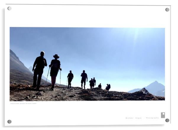 Trekking Friends: Lake Helen (Rockies) Acrylic by Michael Angus