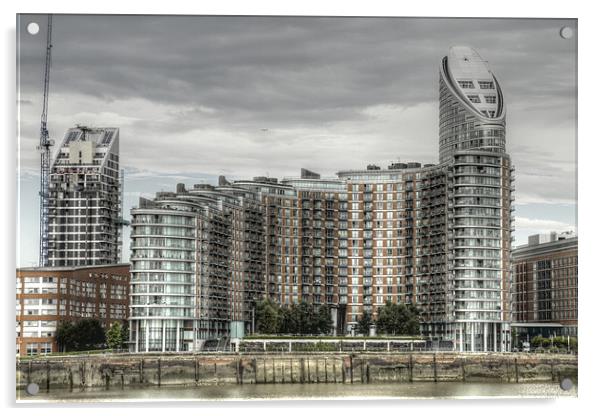 Thames side Flats Acrylic by David French