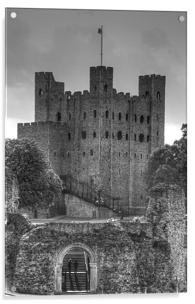 Rochester Castle BW Acrylic by David French