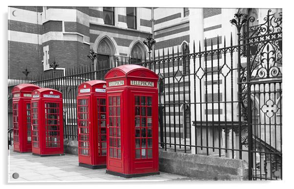 Red Telephone Boxes Acrylic by David French