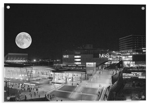 2012 Olympic park moon rise Acrylic by David French