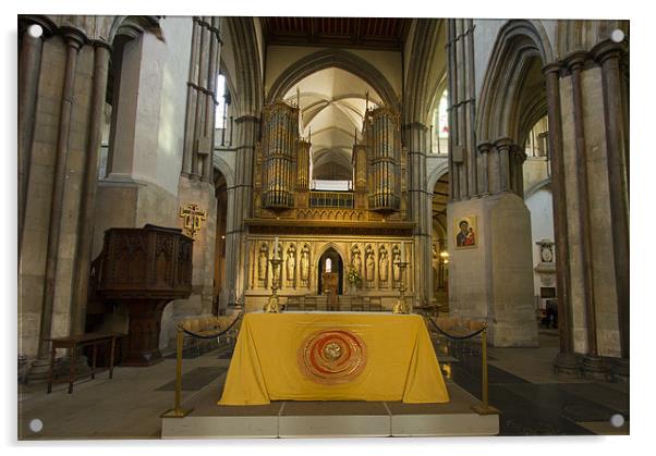 Rochester Cathedral interior Acrylic by David French