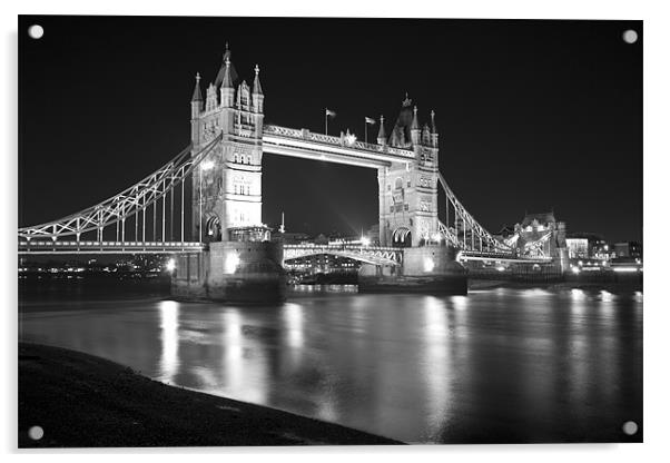 Tower Bridge Night bw Acrylic by David French