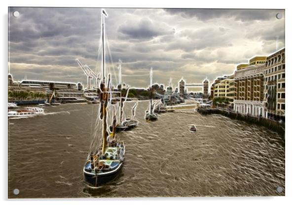 Thames Barges Tower Bridge 2012 Acrylic by David French