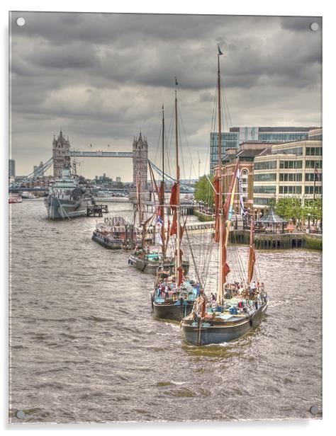 Thames Barges Tower Bridge 2012 Acrylic by David French