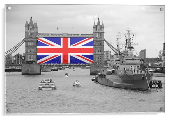 Tower Bridge 2012 HMS Belfast Acrylic by David French