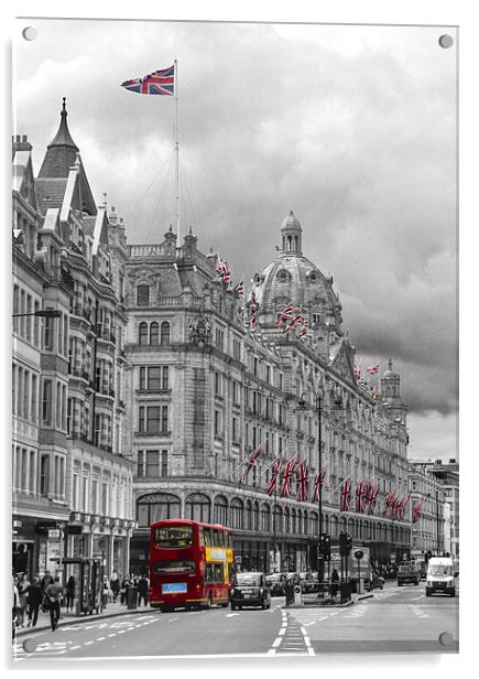 Harrods of Knightsbridge bw hdr Acrylic by David French