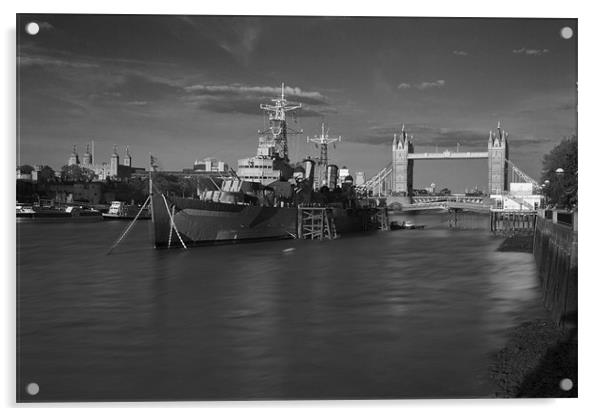 Tower Bridge Thames London HMS Belfast Acrylic by David French