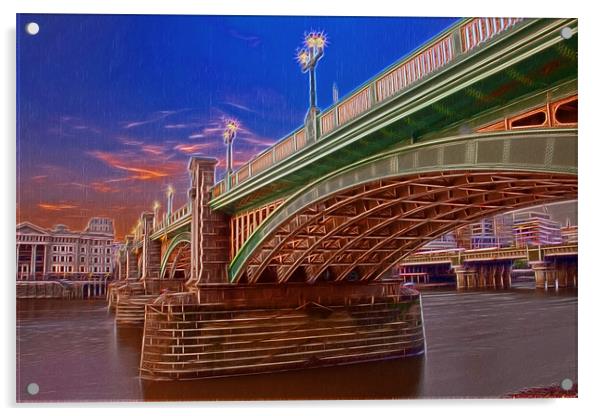 London Thames Bridges Fractals Acrylic by David French