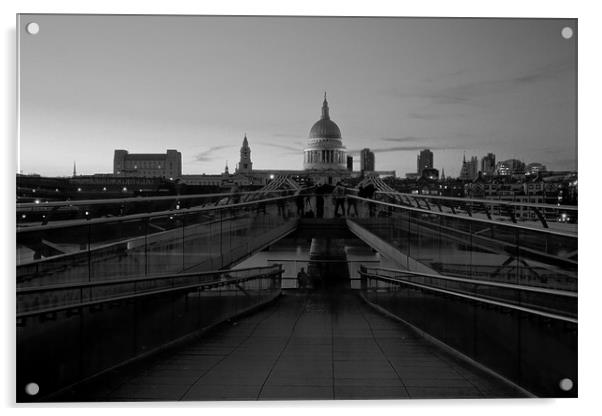 Millenium Thames Bridges BW Acrylic by David French