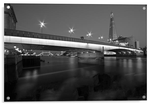 London Bridge Shard night Acrylic by David French