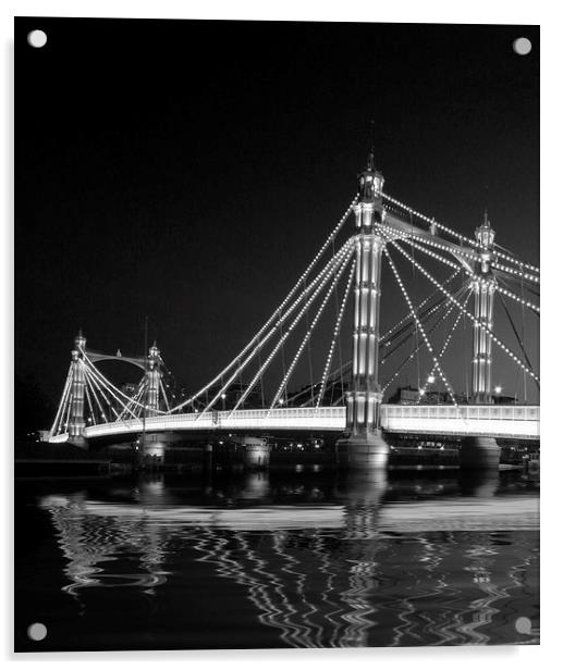 Albert Bridge at Night Acrylic by David French